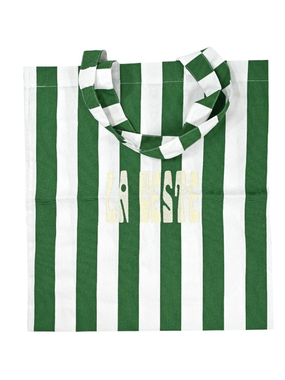 La Veste Canvas Tote Bag in Green White Stripe